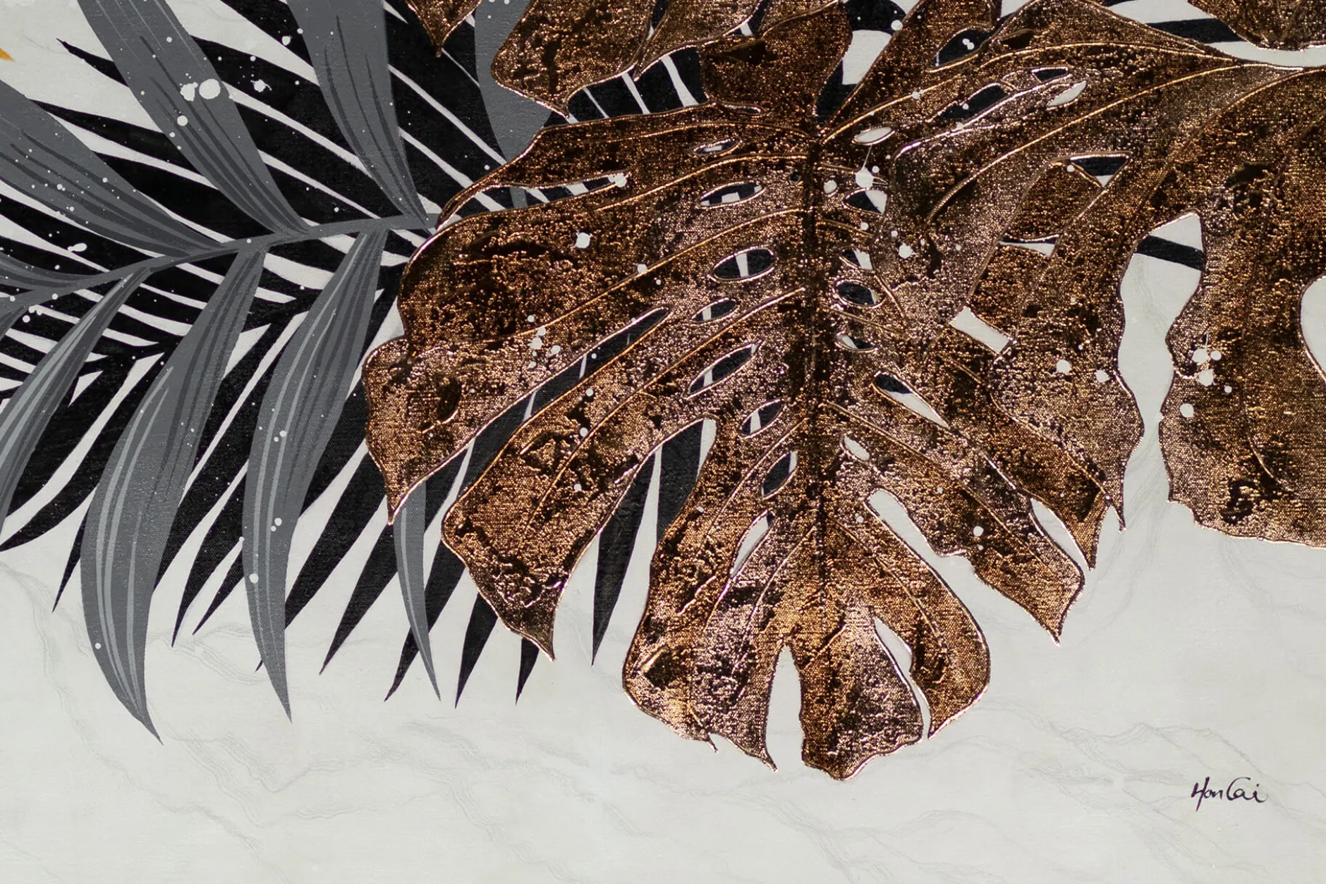 XXL Öl Gemälde 'Jungle Leaves' | Handgemaltes Unikat