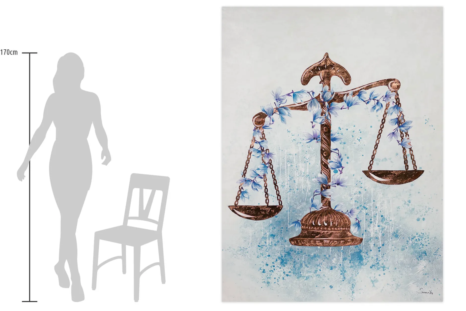 XXL Öl Gemälde 'Justitias Waage' | Handgemaltes Unikat