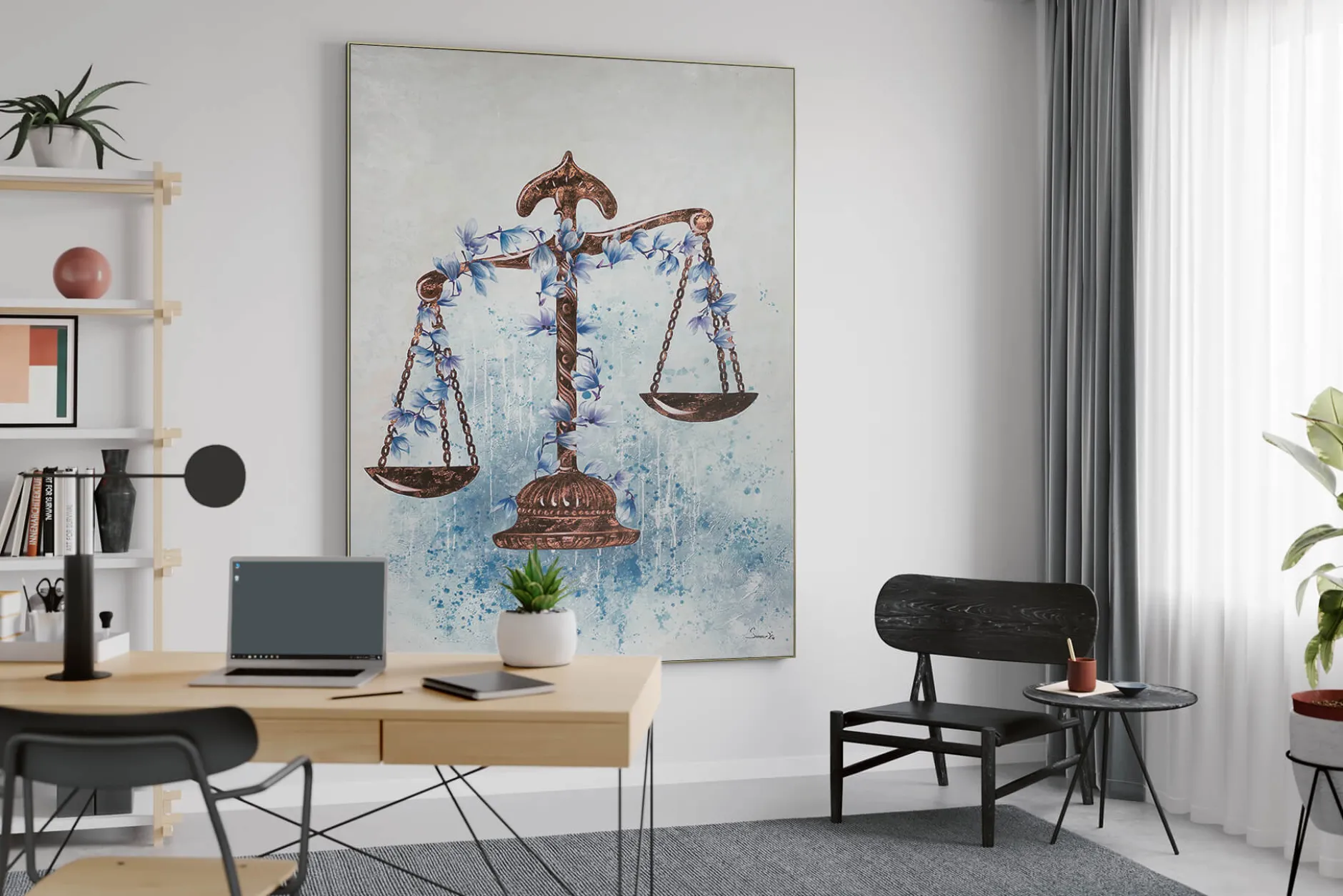 XXL Öl Gemälde 'Justitias Waage' | Handgemaltes Unikat