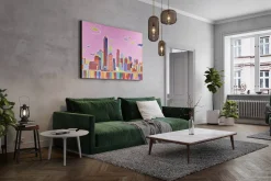 XXL Öl Gemälde 'Kaleidoscopic Skyline' | Handgemaltes Unikat