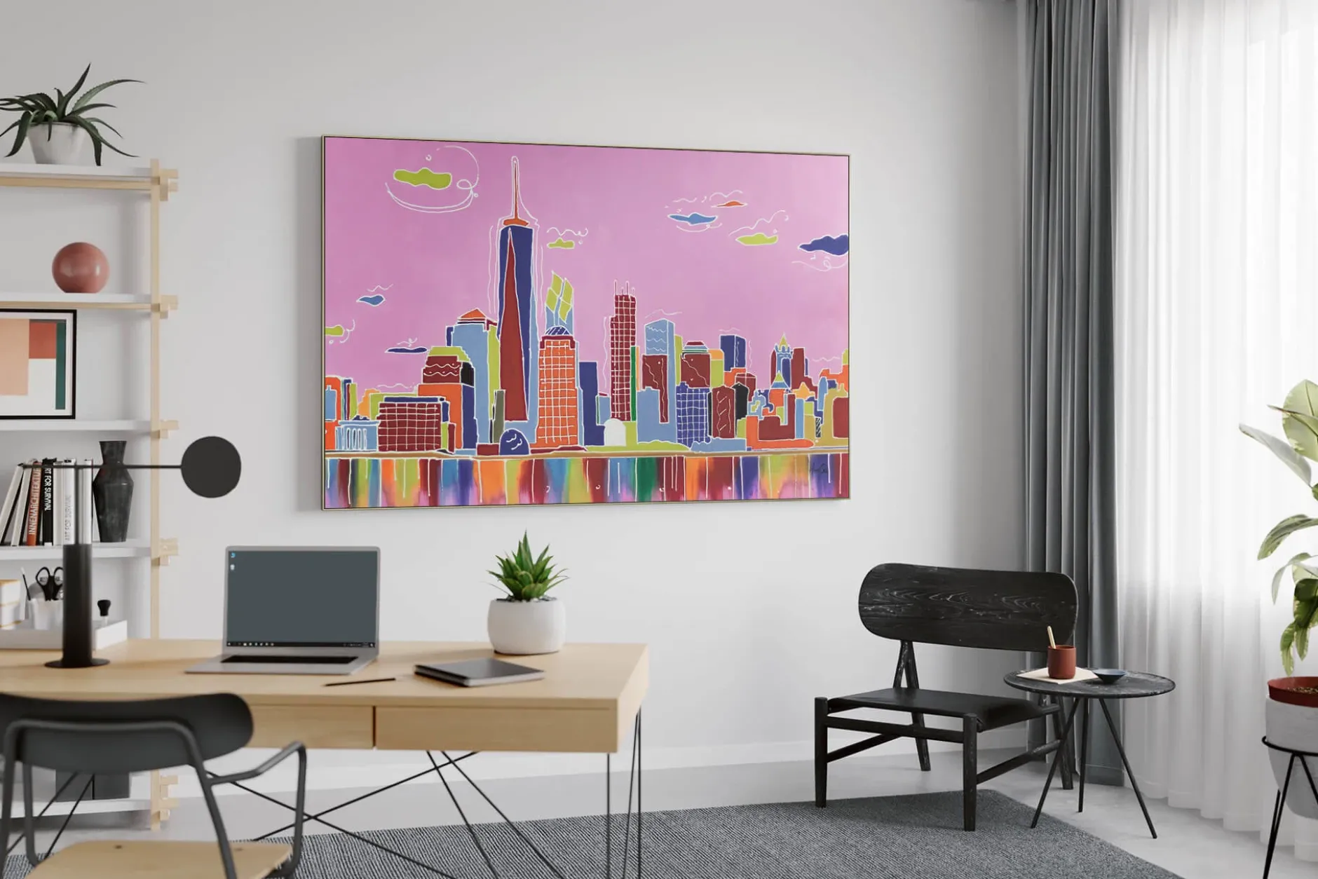 XXL Öl Gemälde 'Kaleidoscopic Skyline' | Handgemaltes Unikat