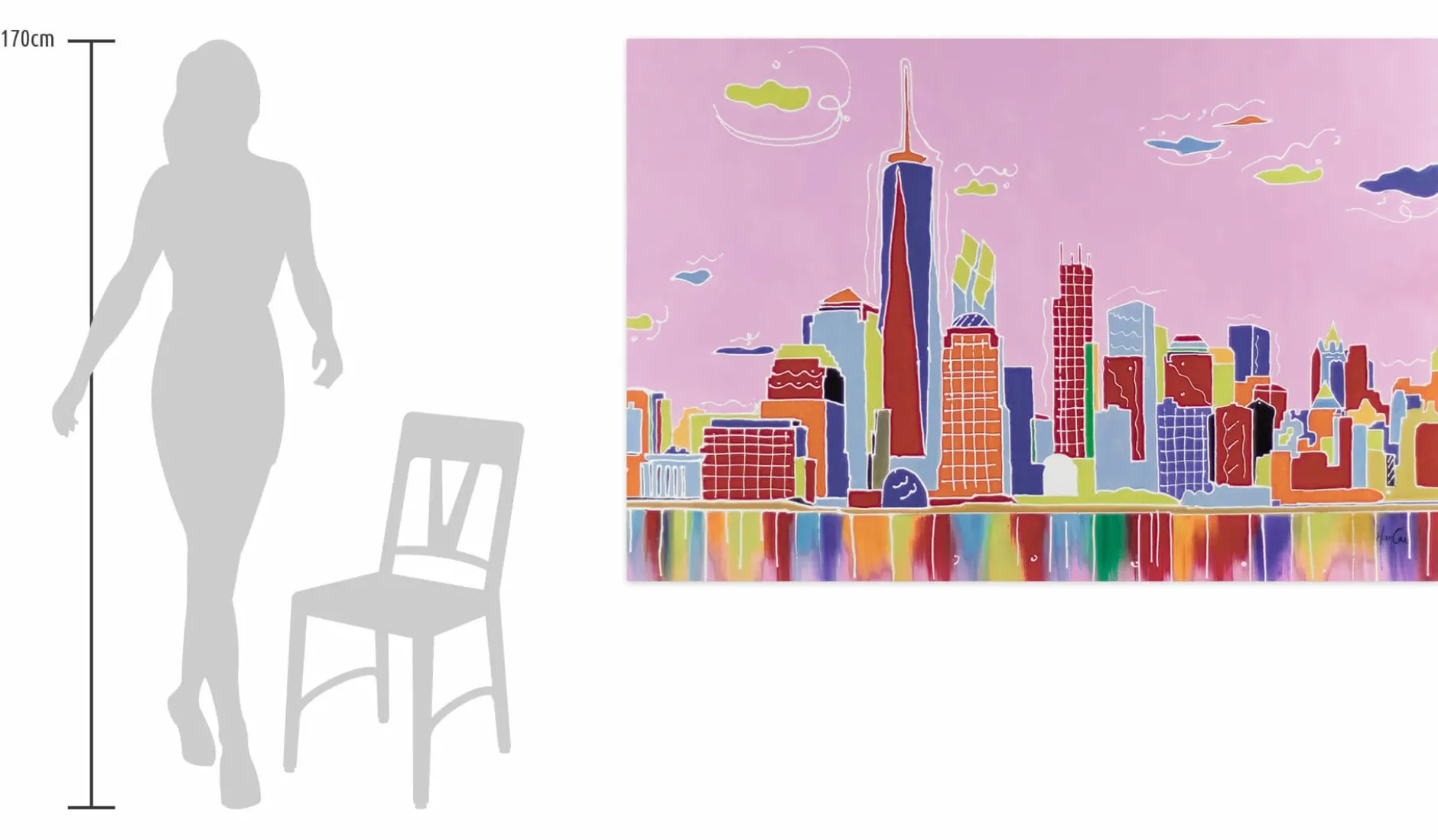 XXL Öl Gemälde 'Kaleidoscopic Skyline' | Handgemaltes Unikat