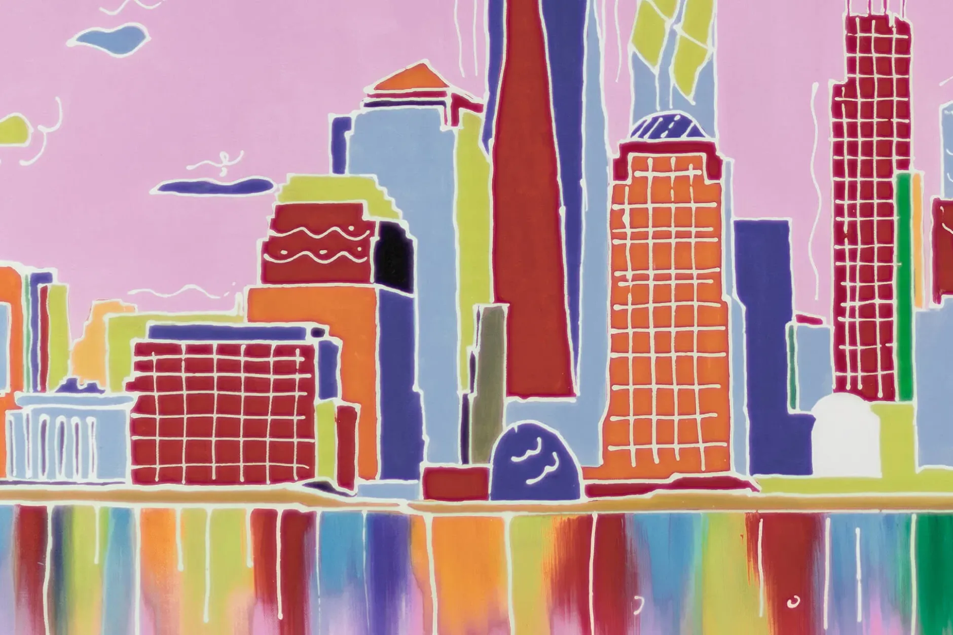 XXL Öl Gemälde 'Kaleidoscopic Skyline' | Handgemaltes Unikat
