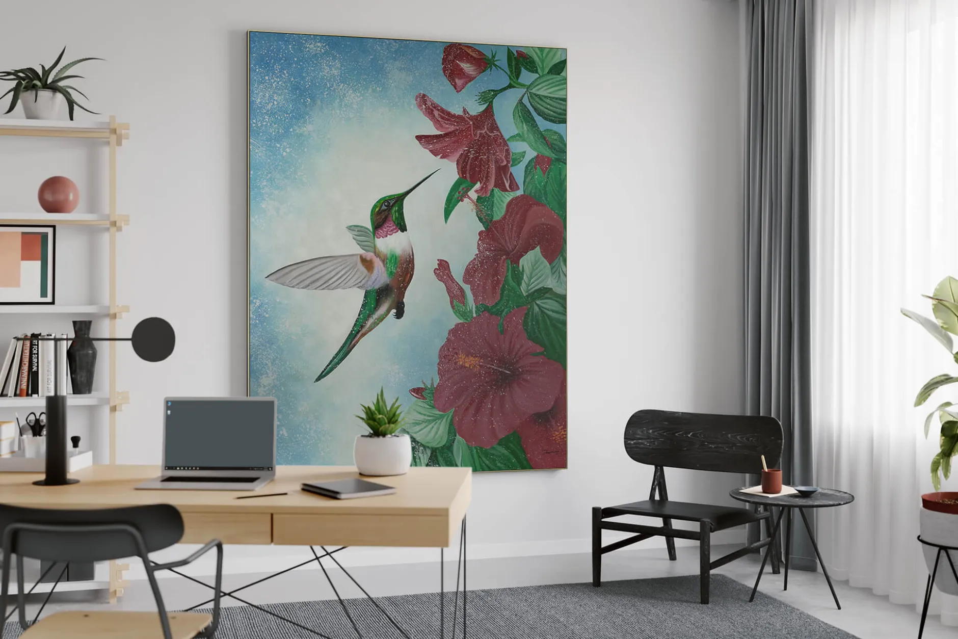 XXL Öl Gemälde 'König der Kolibris' | Handgemaltes Unikat