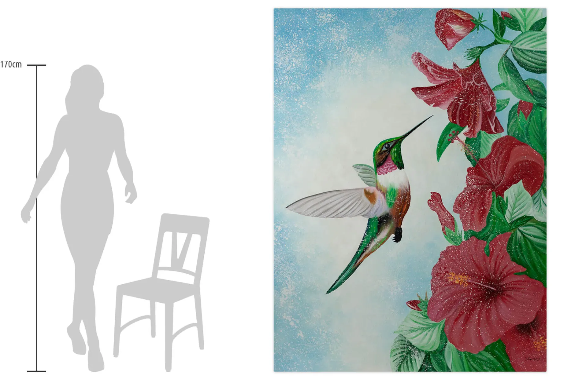 XXL Öl Gemälde 'König der Kolibris' | Handgemaltes Unikat