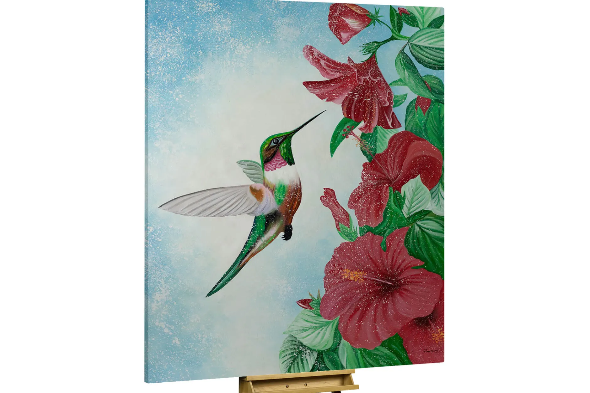 XXL Öl Gemälde 'König der Kolibris' | Handgemaltes Unikat