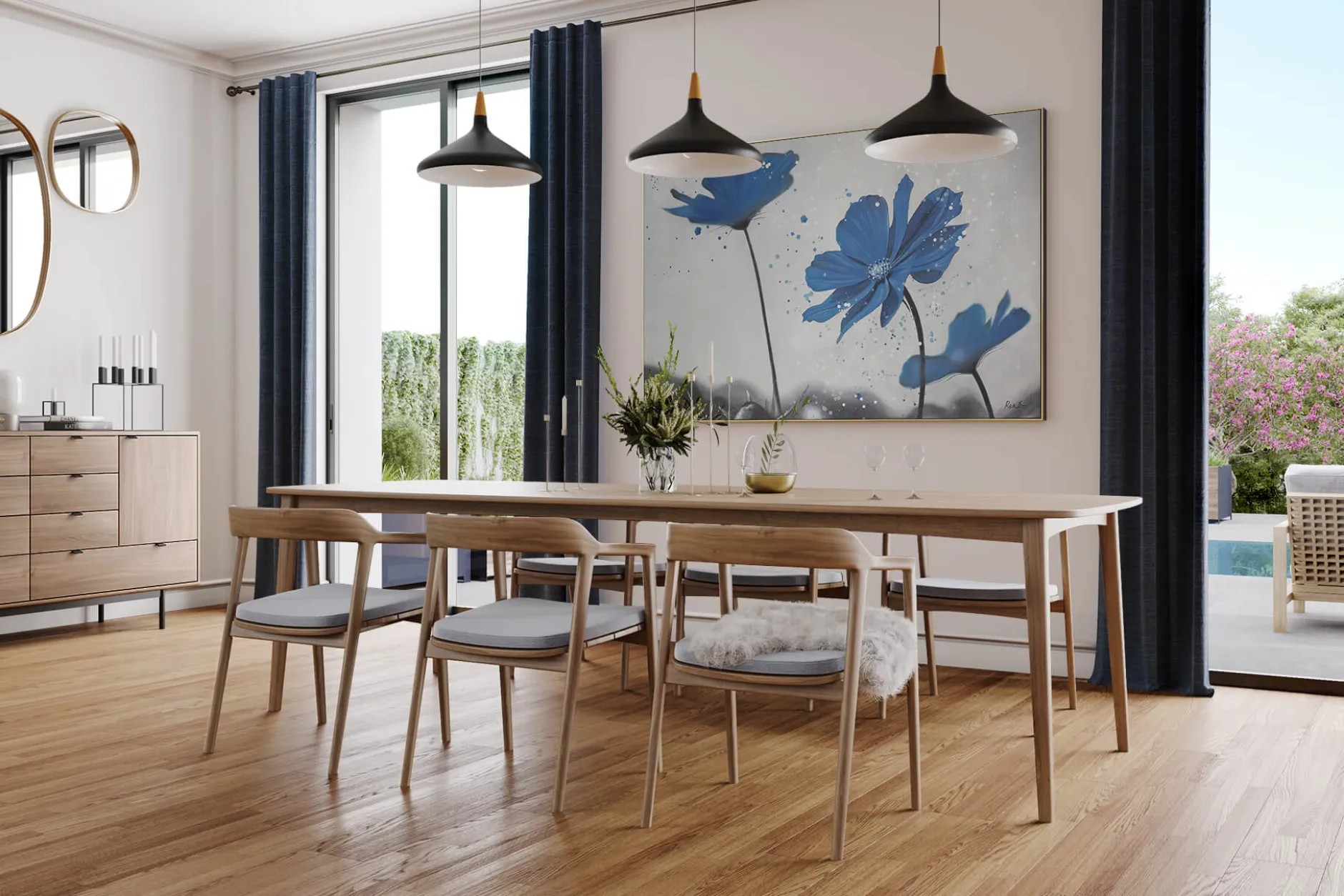 XXL Öl Gemälde 'Kornblumenblau' | Handgemaltes Unikat