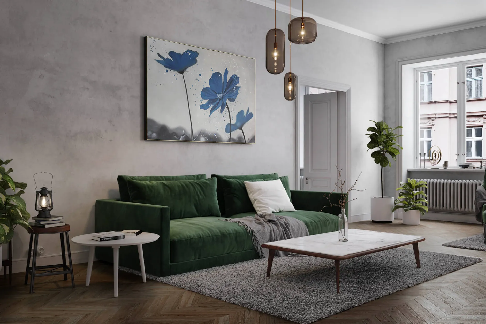 XXL Öl Gemälde 'Kornblumenblau' | Handgemaltes Unikat