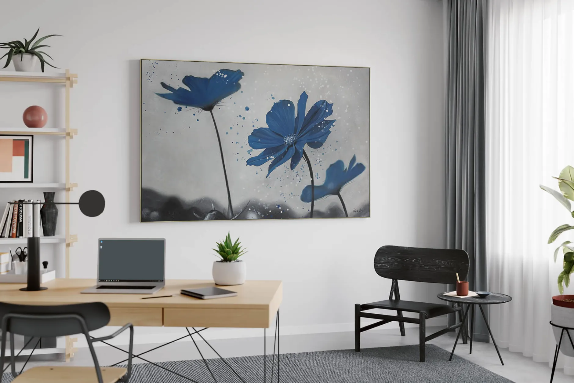 XXL Öl Gemälde 'Kornblumenblau' | Handgemaltes Unikat