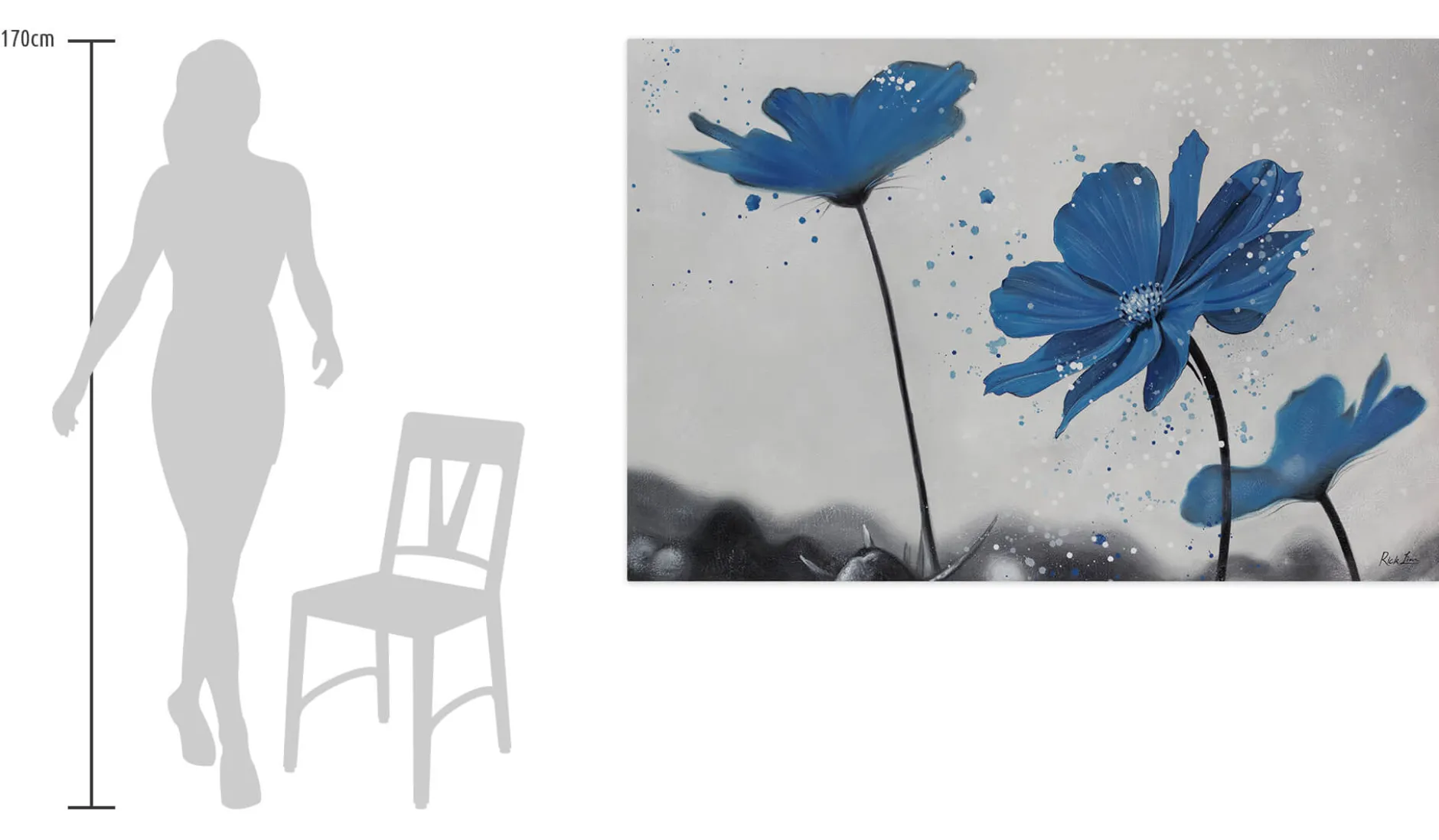 XXL Öl Gemälde 'Kornblumenblau' | Handgemaltes Unikat