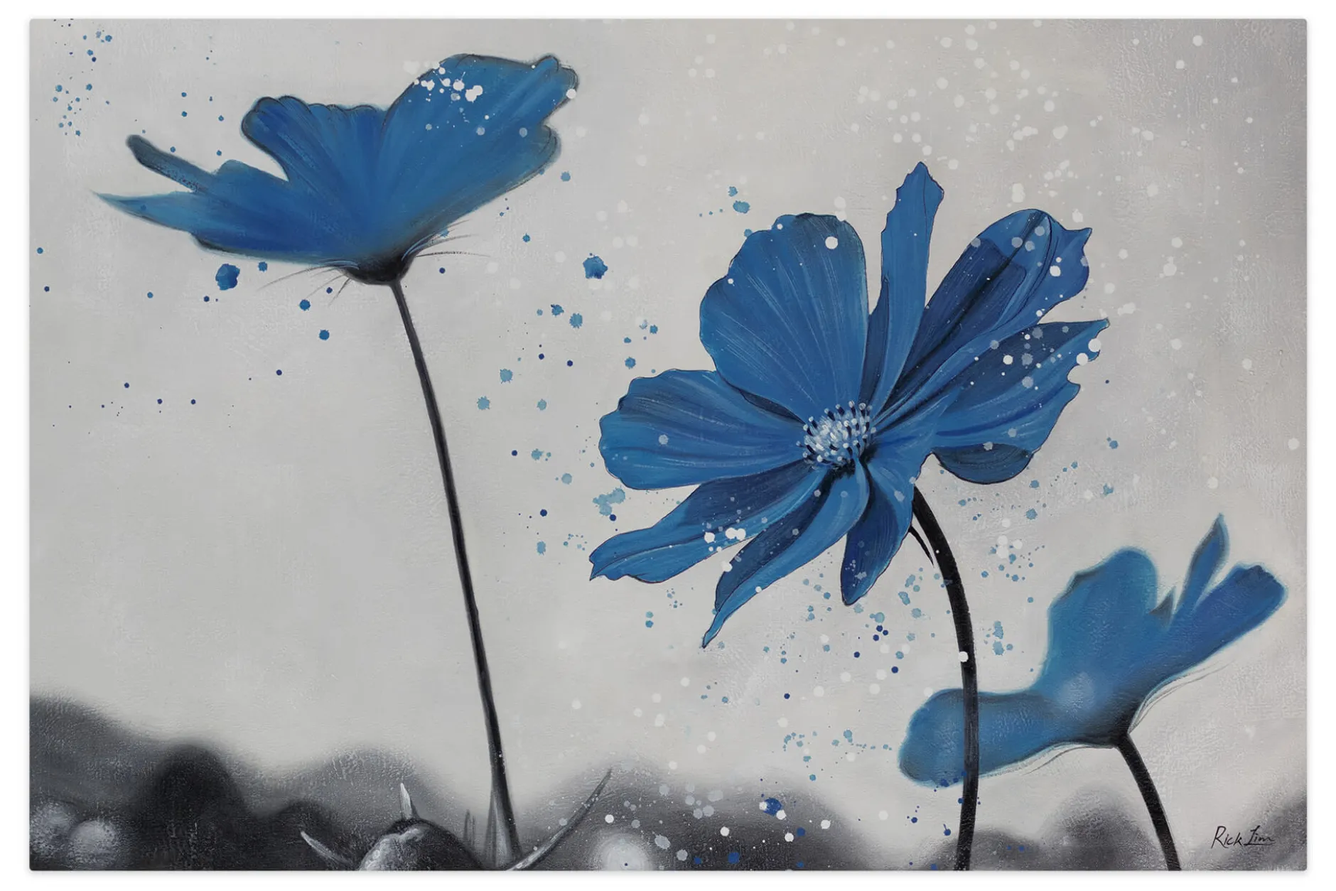 XXL Öl Gemälde 'Kornblumenblau' | Handgemaltes Unikat