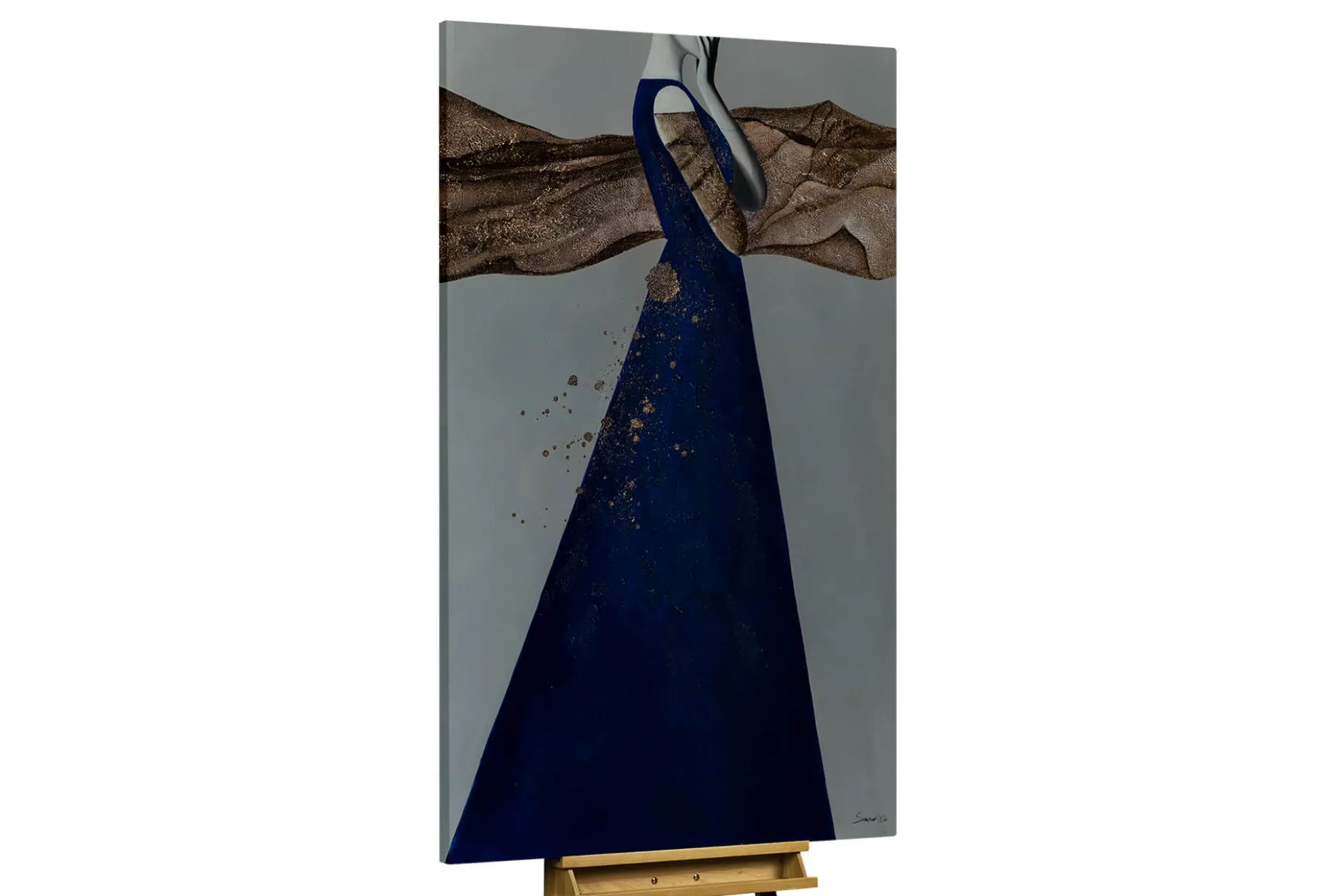 XXL Öl Gemälde 'Lady in Blue' | Handgemaltes Unikat