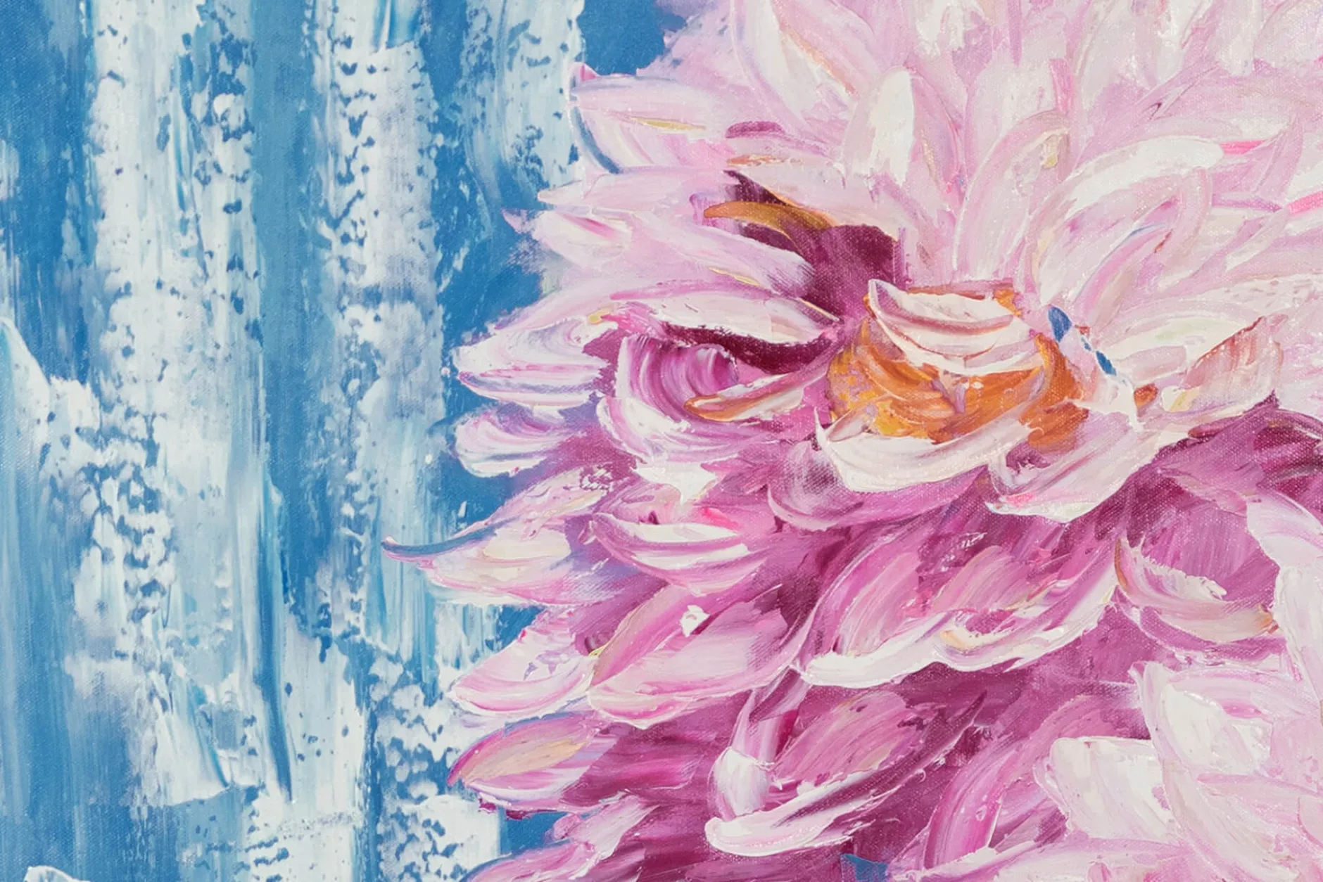 XXL Öl Gemälde 'Leuchtende Dahlien' | Handgemaltes Unikat