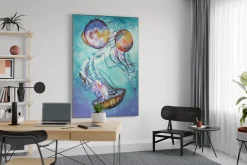 XXL Öl Gemälde 'Leuchtende Quallen' | Handgemaltes Unikat