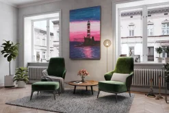 XXL Öl Gemälde 'Lighthouse at Dusk' | Handgemaltes Unikat
