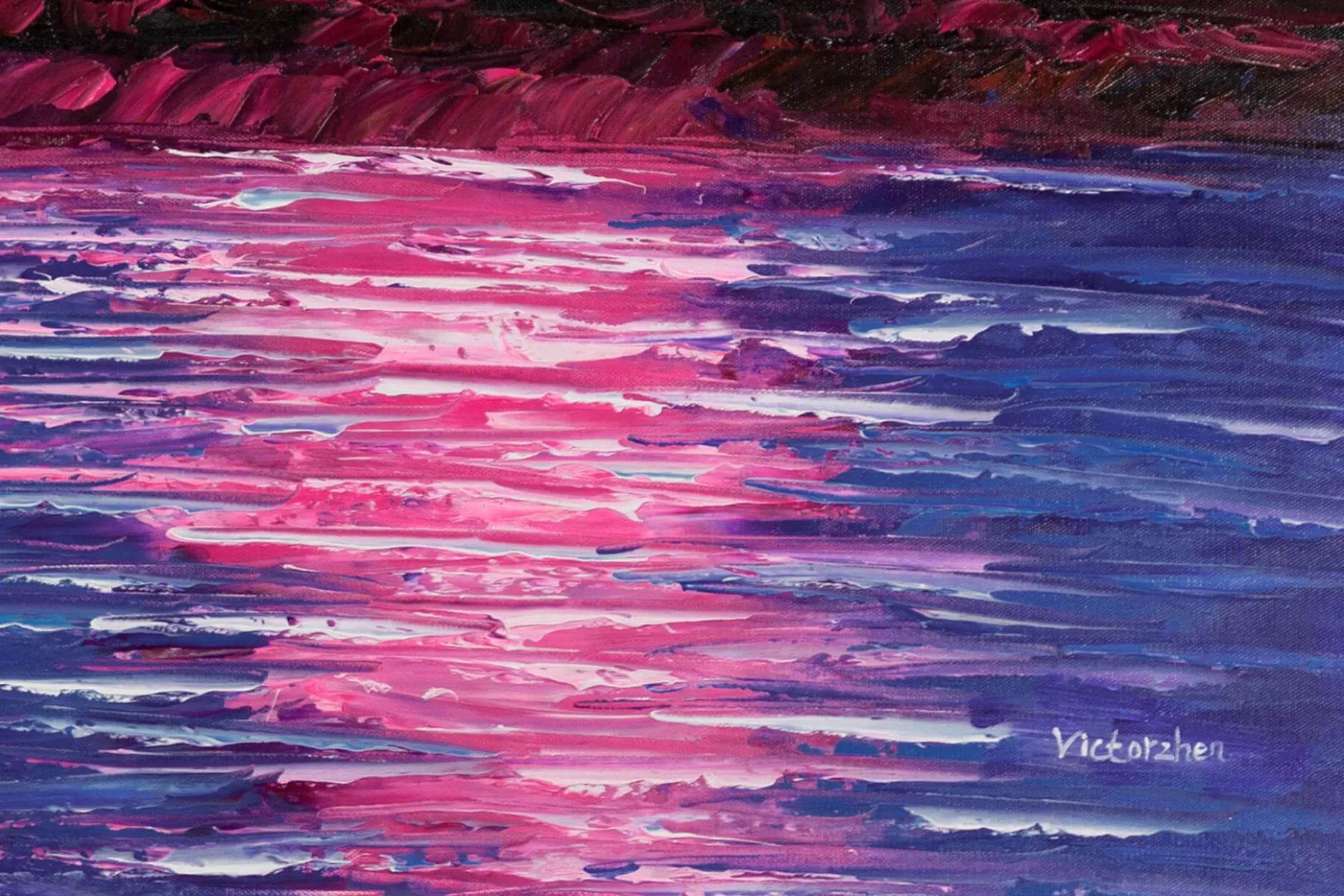 XXL Öl Gemälde 'Lighthouse at Dusk' | Handgemaltes Unikat