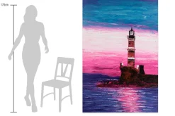 XXL Öl Gemälde 'Lighthouse at Dusk' | Handgemaltes Unikat