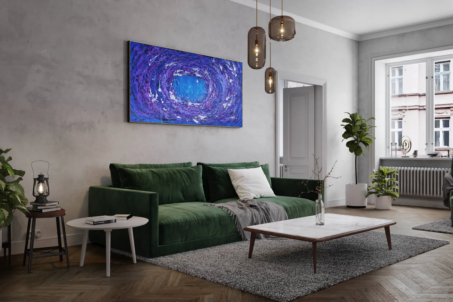 XXL Öl Gemälde 'Lilac Universe' | Handgemaltes Unikat