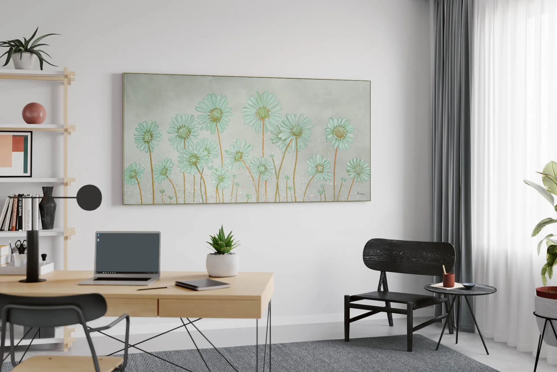 XXL Öl Gemälde 'Lovely Daisies' | Handgemaltes Unikat