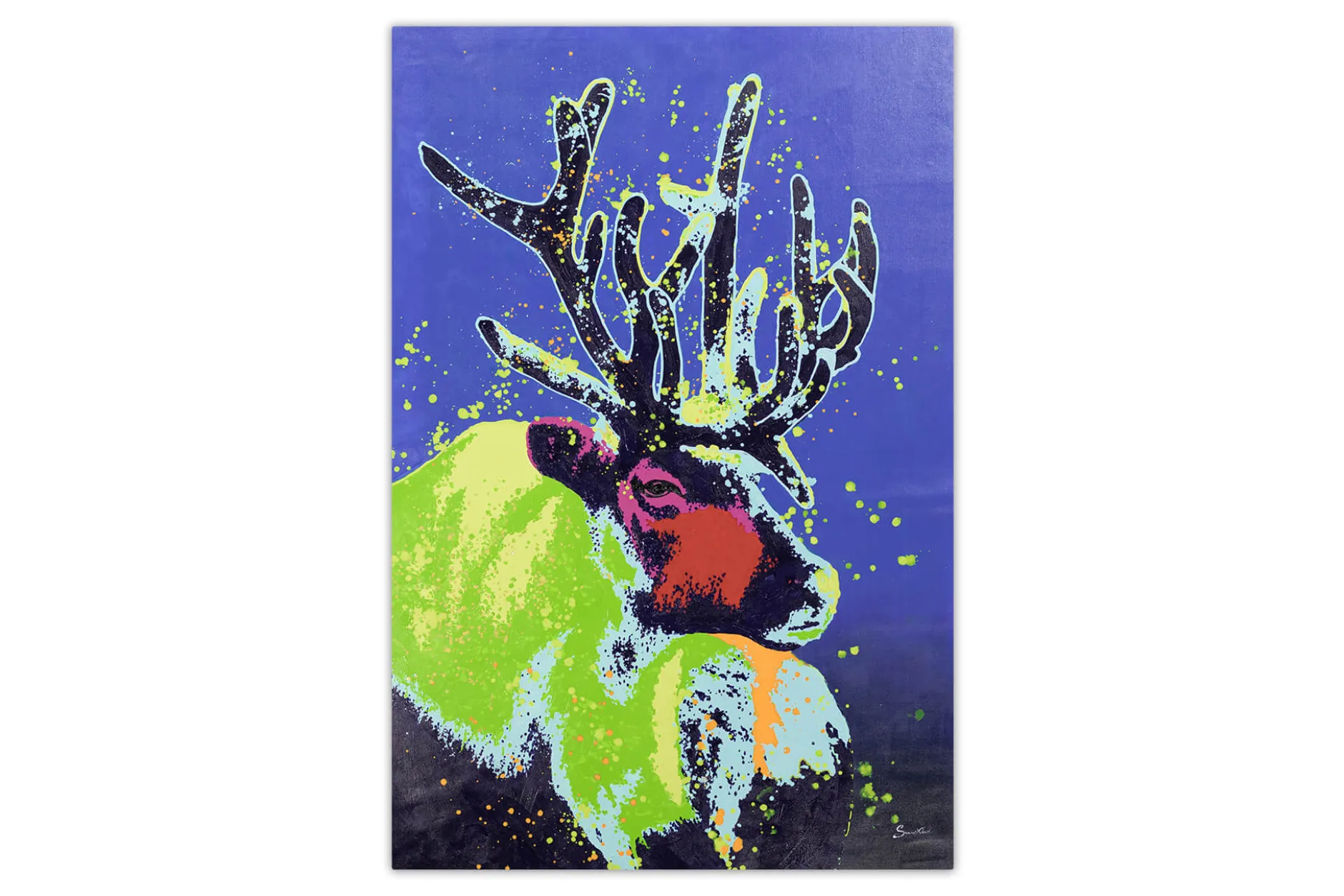 XXL Öl Gemälde 'Magical Reindeer' | Handgemaltes Unikat