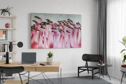 XXL Öl Gemälde 'Magnificent Flamingos' | Handgemaltes Unikat