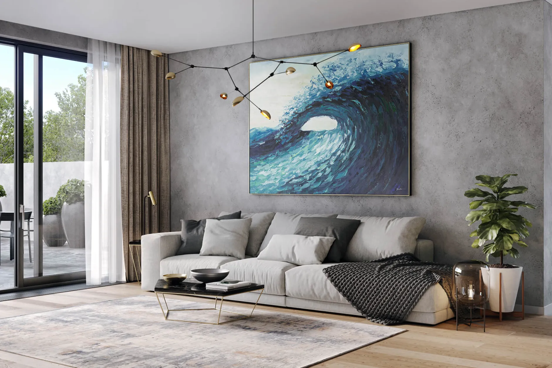 XXL Öl Gemälde 'Majestic Wave' | Handgemaltes Unikat