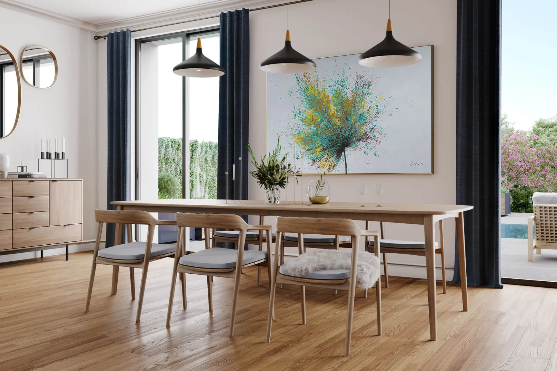 XXL Öl Gemälde 'Maple Leaf Splash' | Handgemaltes Unikat