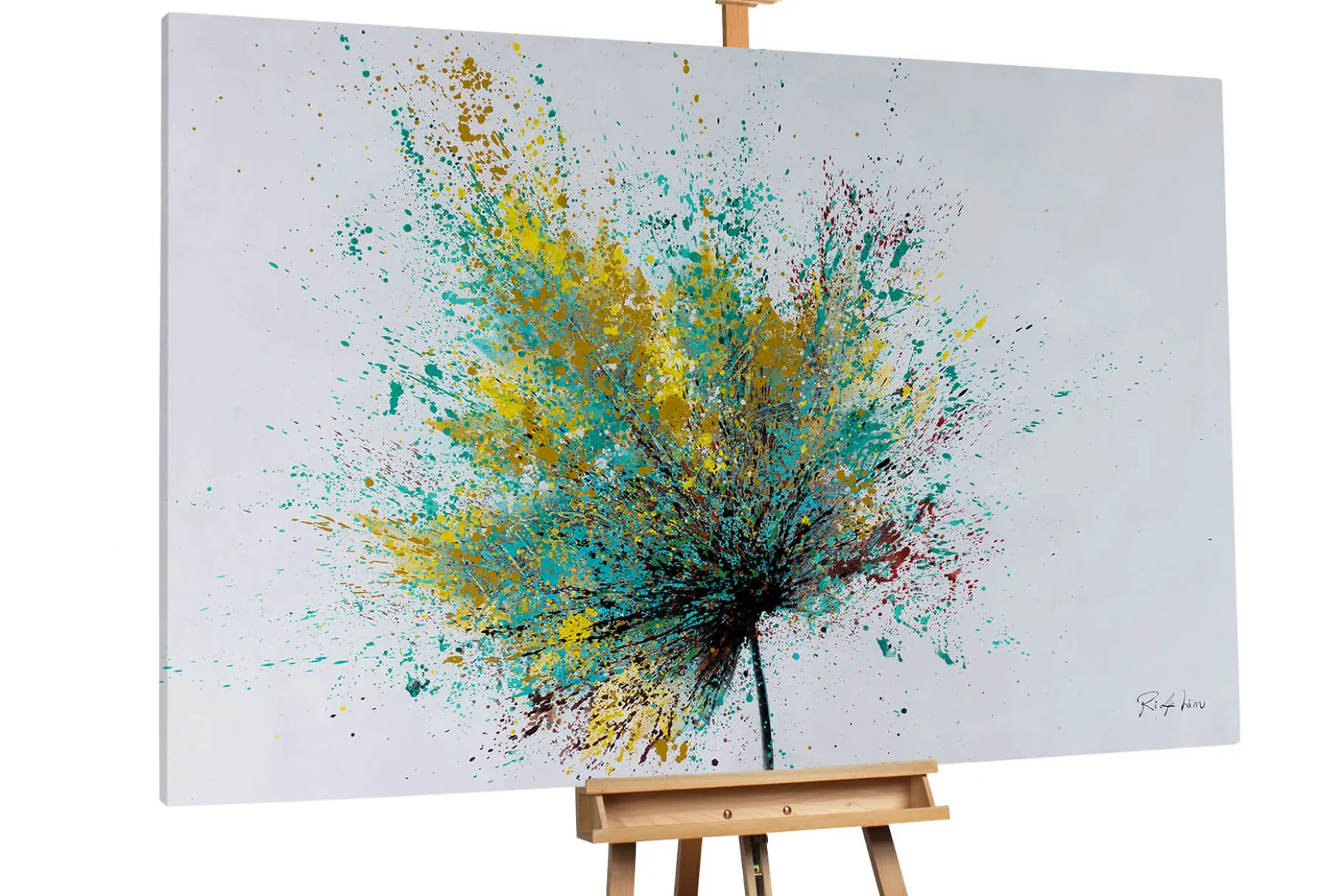 XXL Öl Gemälde 'Maple Leaf Splash' | Handgemaltes Unikat