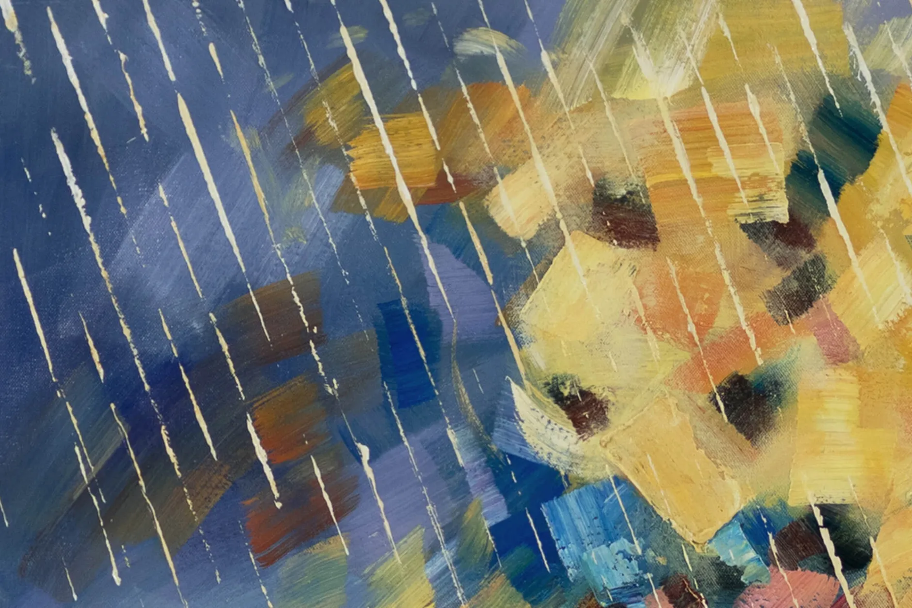 XXL Öl Gemälde 'Milder Regenschauer' | Handgemaltes Unikat