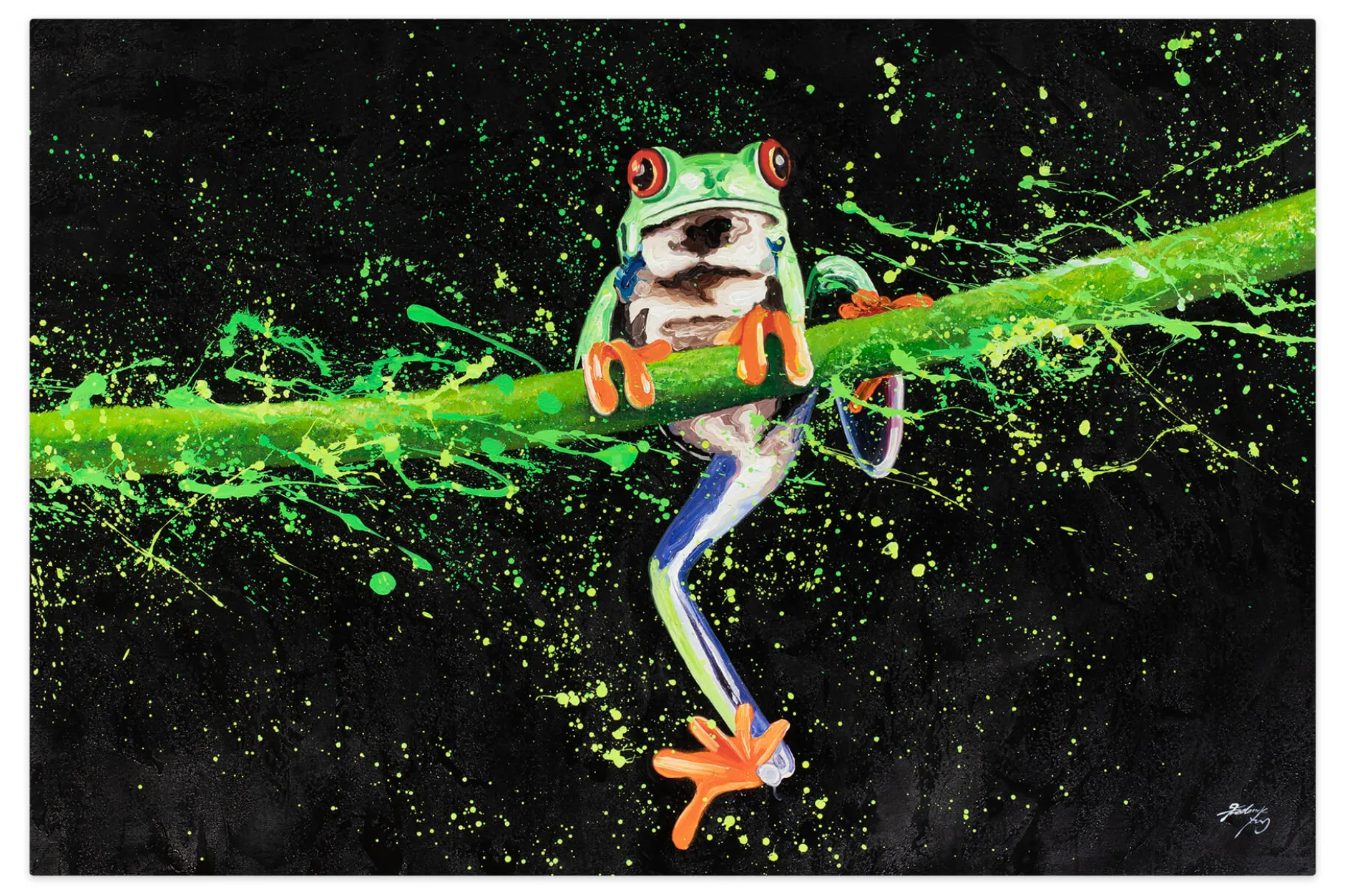 XXL Öl Gemälde 'Mister Frog' | Handgemaltes Unikat