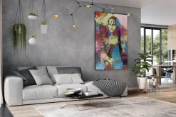 XXL Öl Gemälde 'Mona Lisa mag es Bunt' | Handgemaltes Unikat