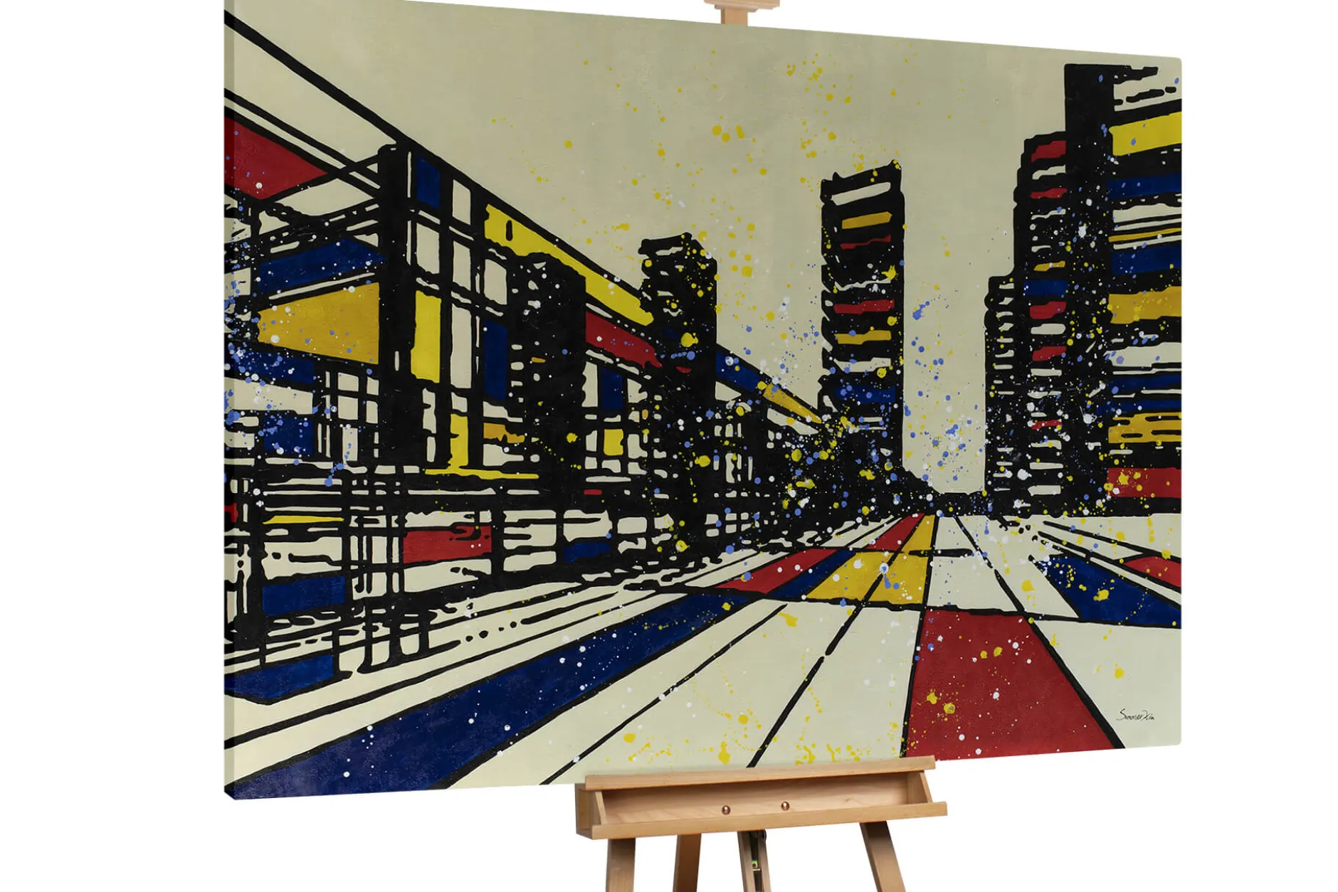 XXL Öl Gemälde 'Mondrian World' | Handgemaltes Unikat