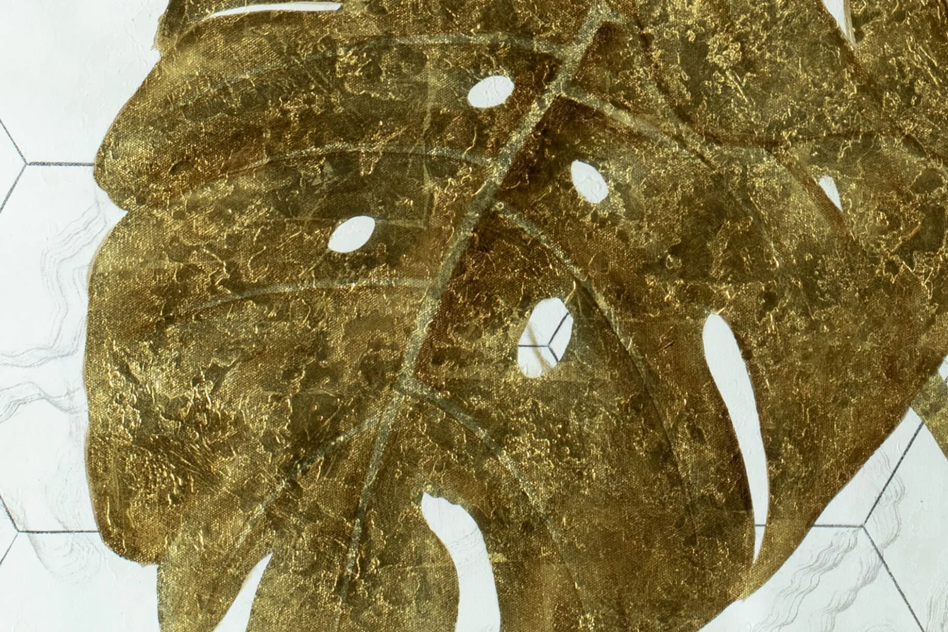 XXL Öl Gemälde 'Monstera on Marble' | Handgemaltes Unikat