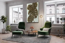 XXL Öl Gemälde 'Monstera on Marble' | Handgemaltes Unikat