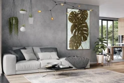 XXL Öl Gemälde 'Monstera on Marble' | Handgemaltes Unikat