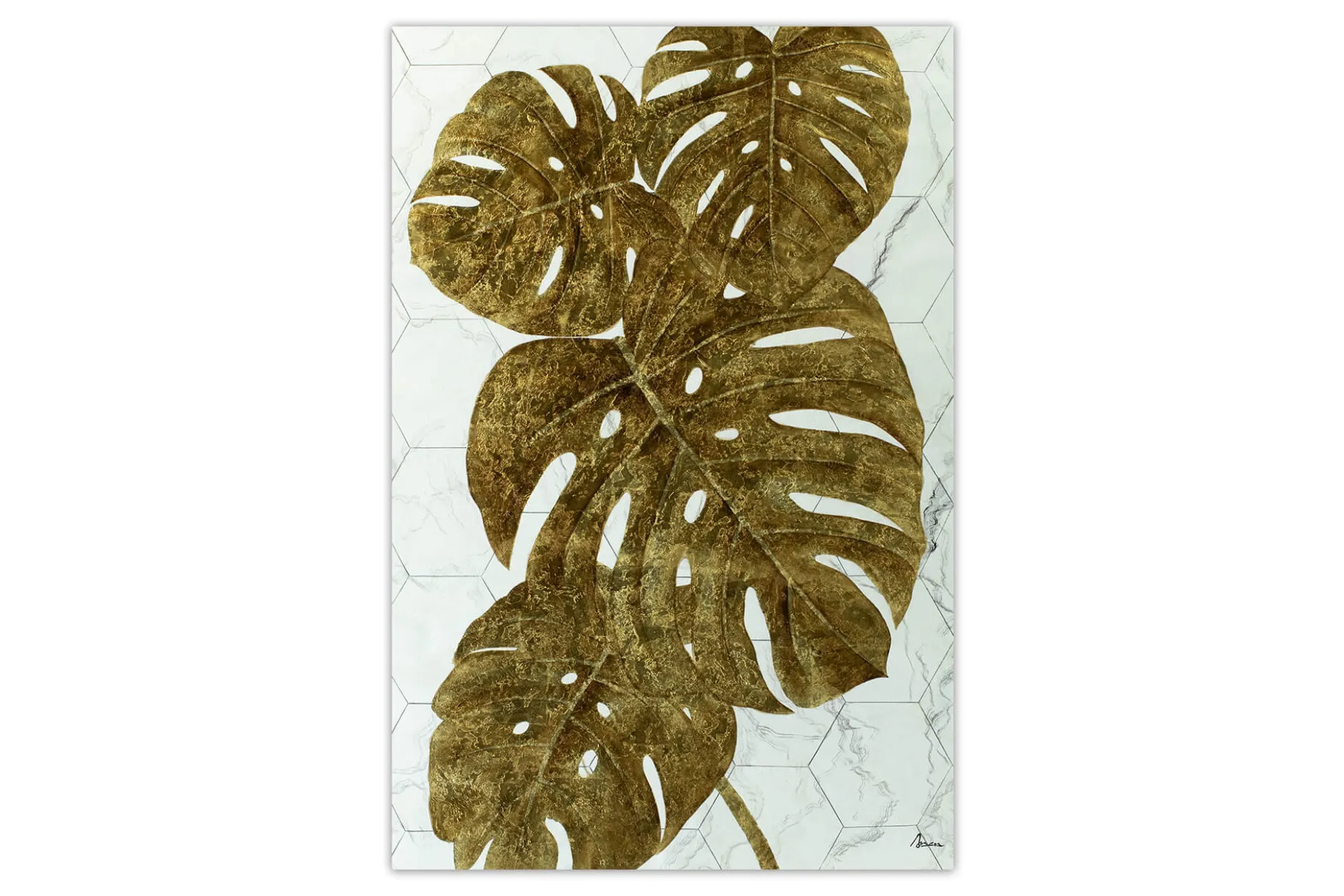 XXL Öl Gemälde 'Monstera on Marble' | Handgemaltes Unikat