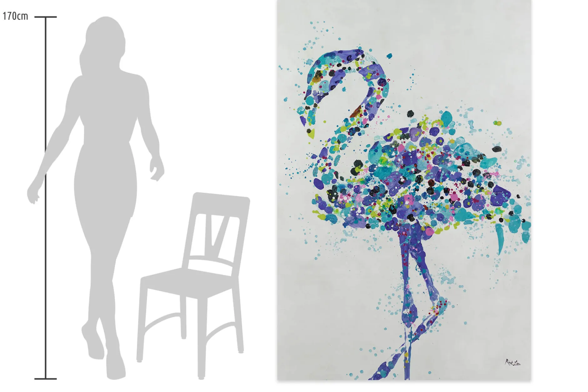 XXL Öl Gemälde 'Mr. Flamingo Dots' | Handgemaltes Unikat
