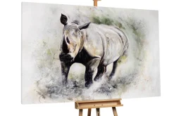 XXL Öl Gemälde 'Nashorn in Aktion' | Handgemaltes Unikat