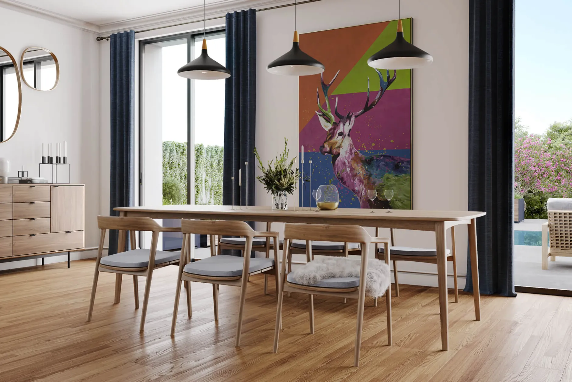 XXL Öl Gemälde 'Neon Deer' | Handgemaltes Unikat
