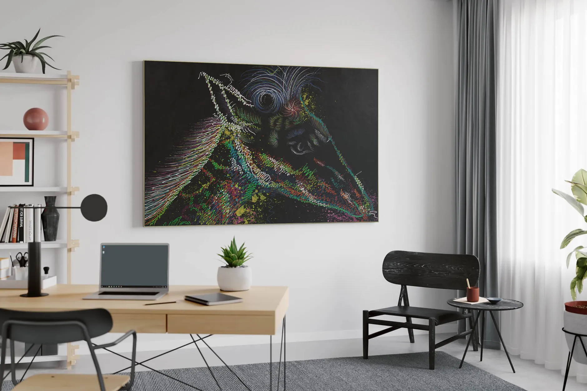 XXL Öl Gemälde 'Neon Giraffe' | Handgemaltes Unikat