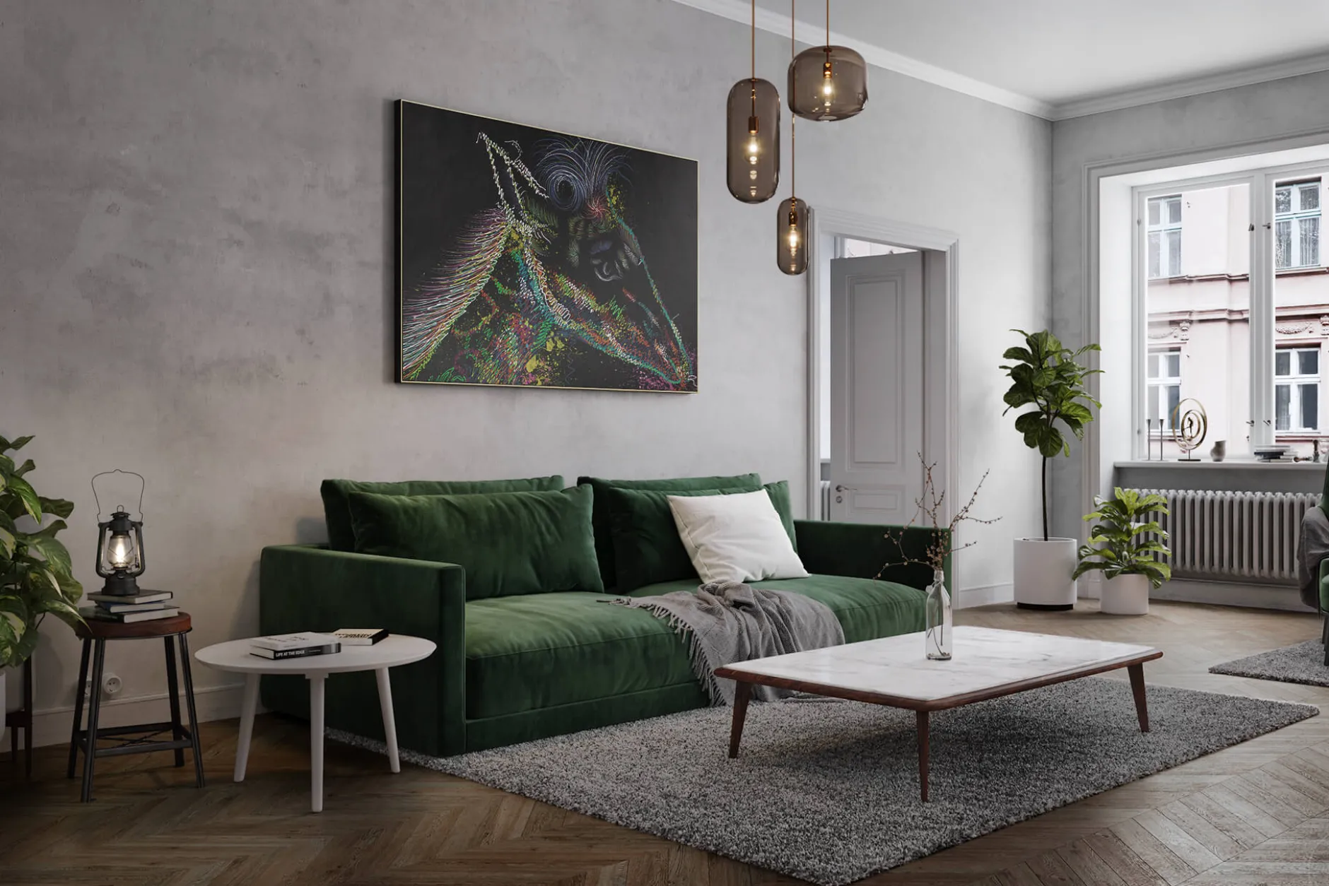 XXL Öl Gemälde 'Neon Giraffe' | Handgemaltes Unikat