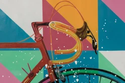 XXL Öl Gemälde 'Neon Retro Bike' | Handgemaltes Unikat