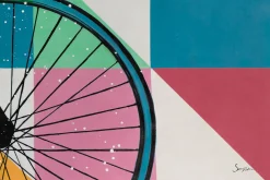 XXL Öl Gemälde 'Neon Retro Bike' | Handgemaltes Unikat