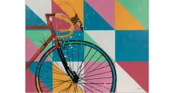 XXL Öl Gemälde 'Neon Retro Bike' | Handgemaltes Unikat