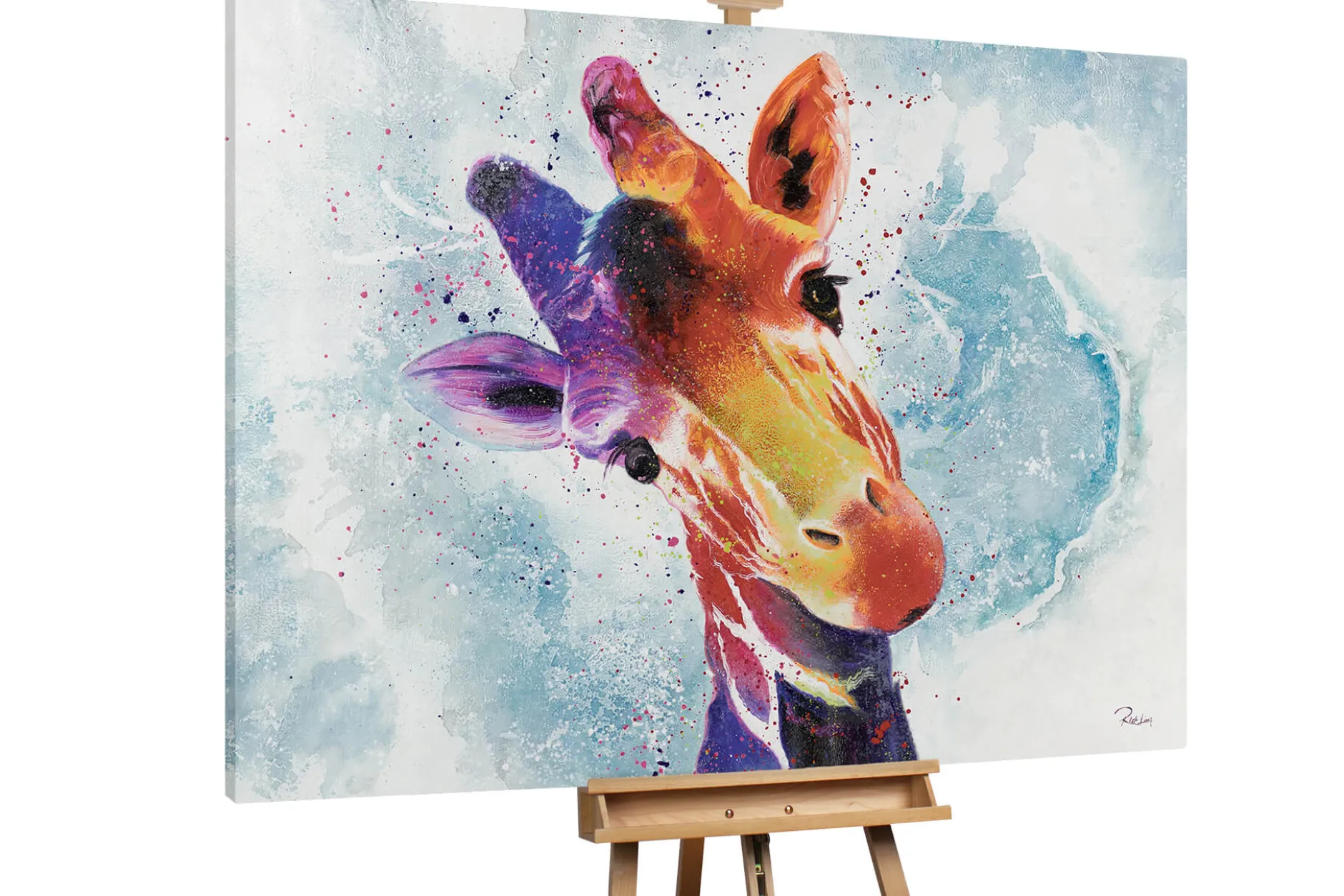 XXL Öl Gemälde 'Neugierige Giraffe' | Handgemaltes Unikat