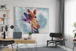 XXL Öl Gemälde 'Neugierige Giraffe' | Handgemaltes Unikat