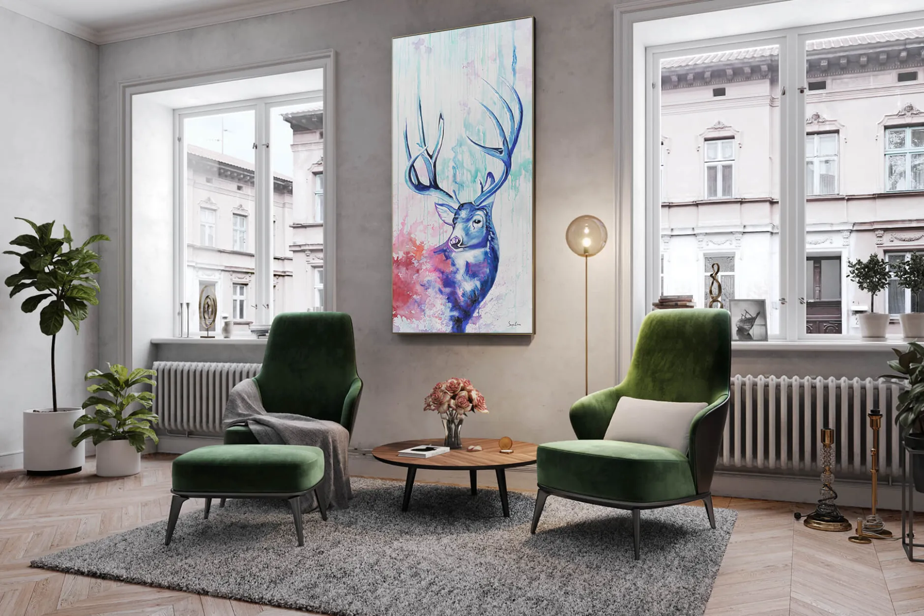 XXL Öl Gemälde 'Oh deer' | Handgemaltes Unikat