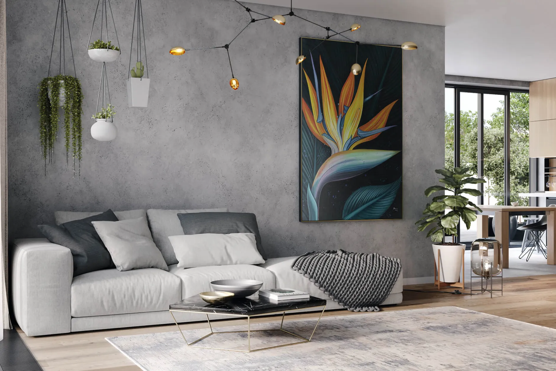 XXL Öl Gemälde 'Papageienblume' | Handgemaltes Unikat