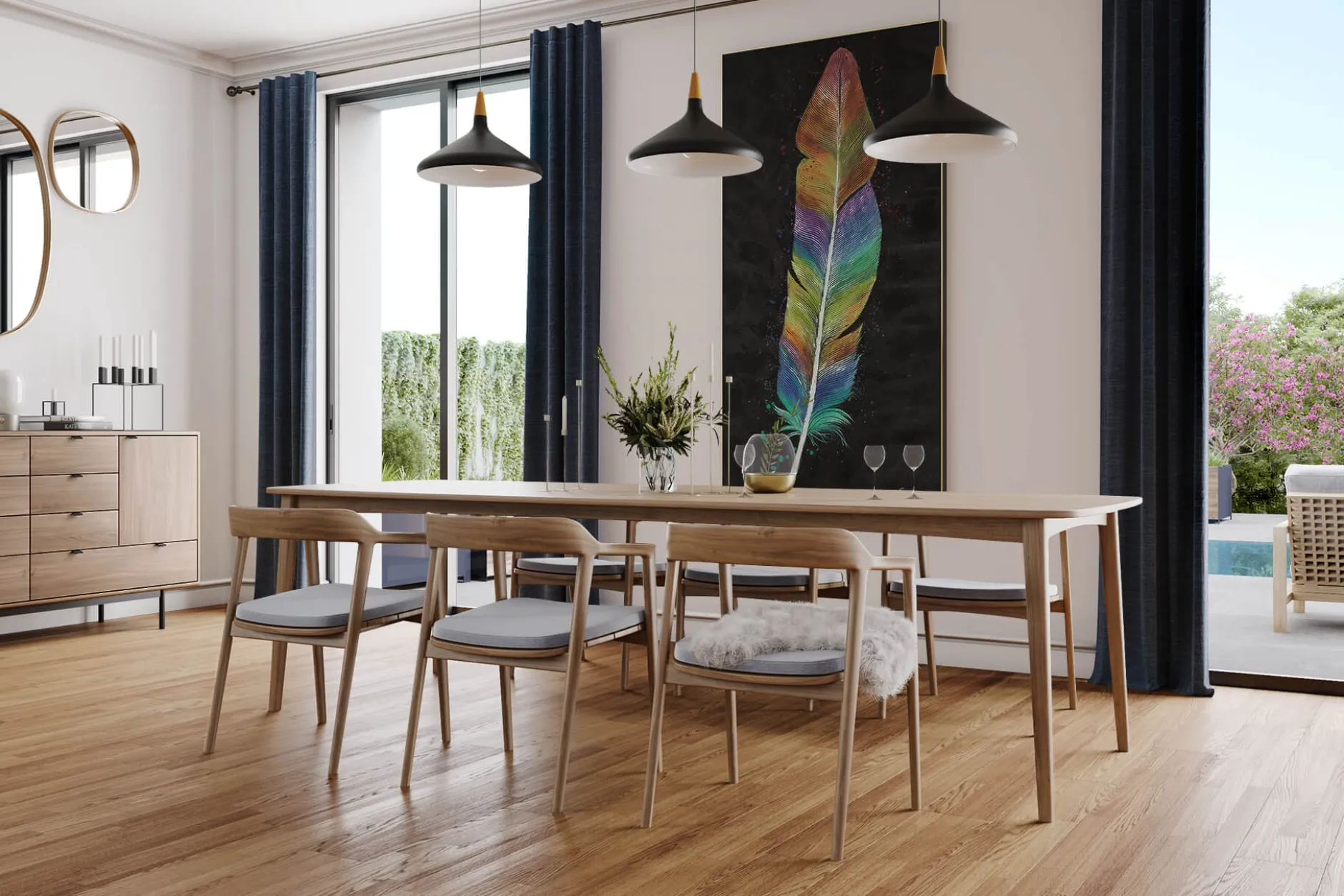 XXL Öl Gemälde 'Paradise Feather' | Handgemaltes Unikat
