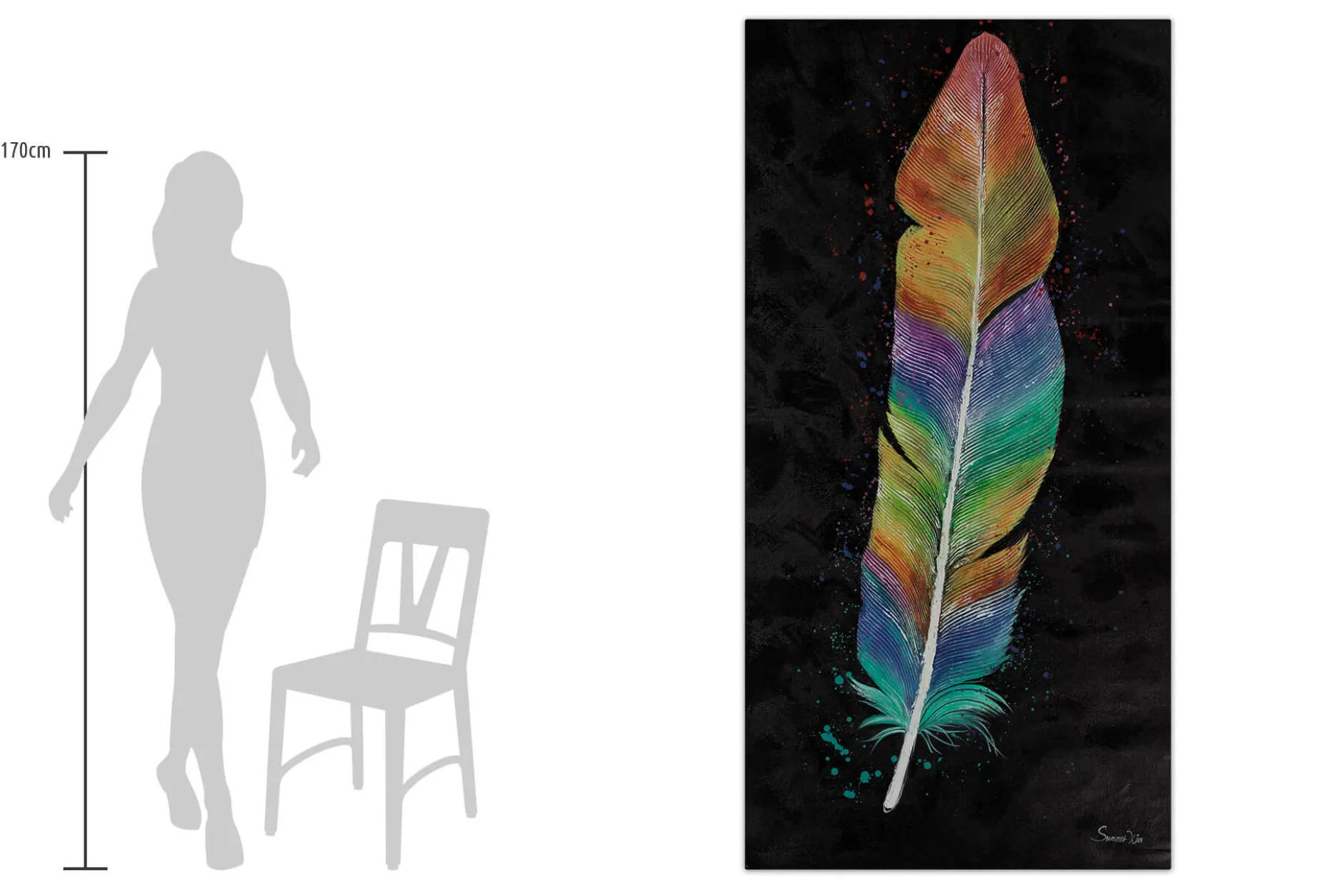 XXL Öl Gemälde 'Paradise Feather' | Handgemaltes Unikat